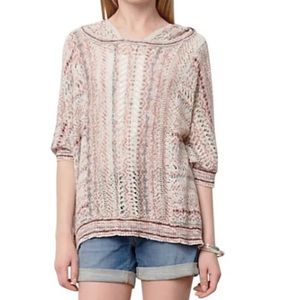 Anthropologie Spliced Eyelet Hooded Poncho